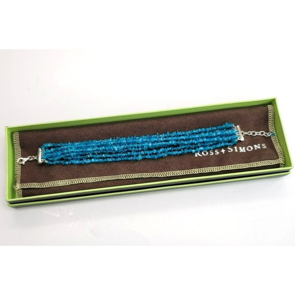 Sterling Silver Blue Apatite Chip Bracelet Multi-strand by Ross Simons DH169 - Picture 2 of 6